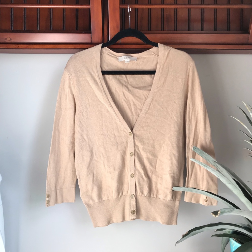Women's Loft Tan Cardigan Sweater